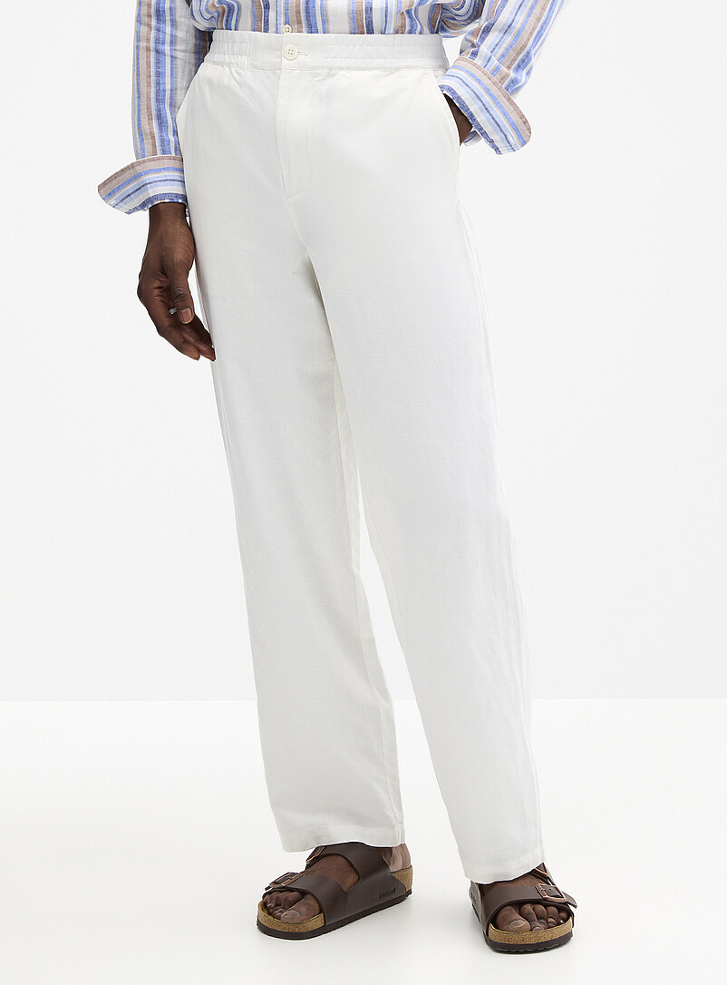 Le 31: Le pantalon coton et lin <b>Coupe New York - Droite</b> Bleu marine - Bleu nuit pour homme