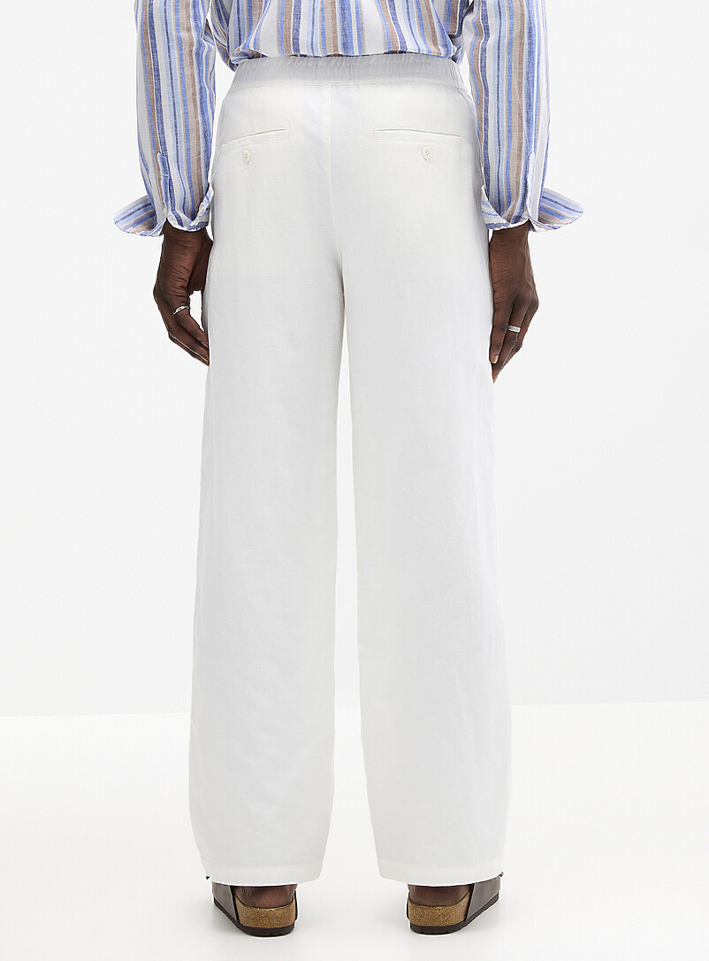 Le 31: Le pantalon coton et lin <b>Coupe New York - Droite</b> Bleu marine - Bleu nuit pour homme