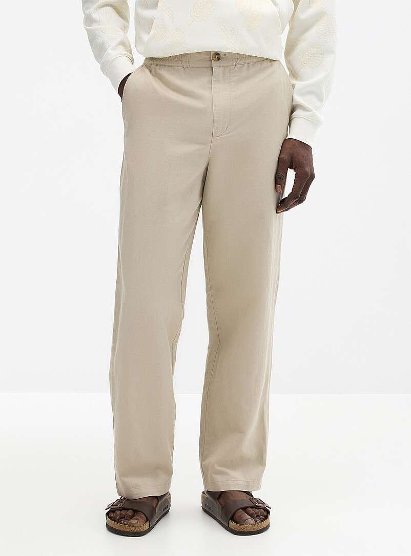Le 31: Le pantalon coton et lin <b>Coupe New York - Droite</b> Bleu marine - Bleu nuit pour homme
