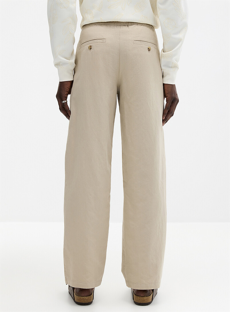 Le 31: Le pantalon coton et lin <b>Coupe New York - Droite</b> Bleu marine - Bleu nuit pour homme