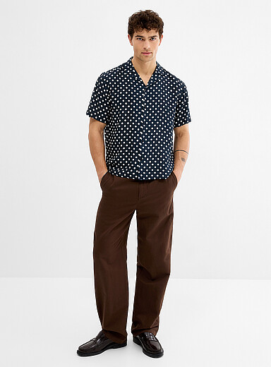 Le 31 Brown Cotton-linen pant <b>New York fit - Straight</b> for men