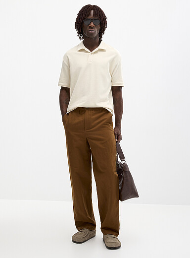 Le 31 Taupe Cotton-linen pant <b>New York fit - Straight</b> for men