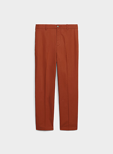 Le 31 Copper/Rust Lightweight weave pant <b>Amsterdam fit - Relaxed & tapered</b> for men