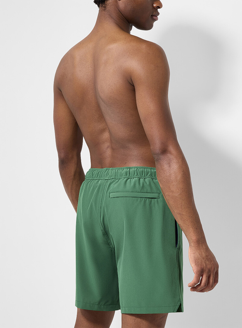 Simons Royal/Sapphire Blue Contrast-lining solid stretch swim trunk for men