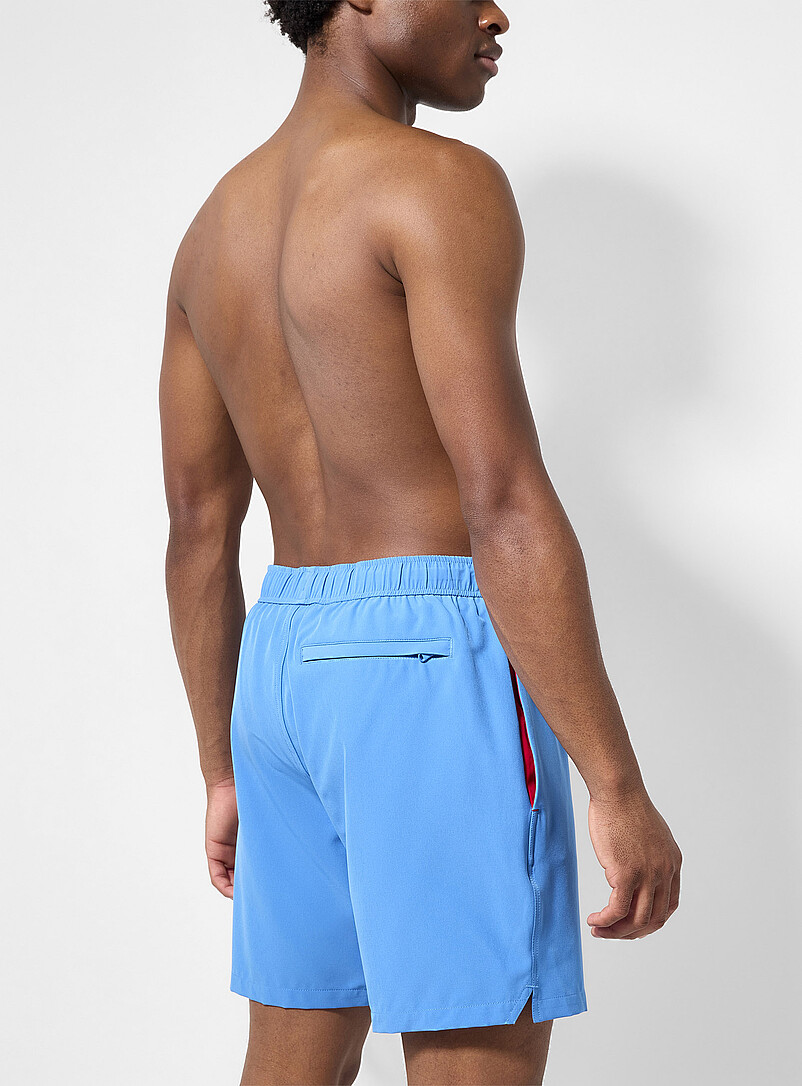 Simons: Le maillot short extensible uni doublure contrastante Bleu royal - Saphir pour homme