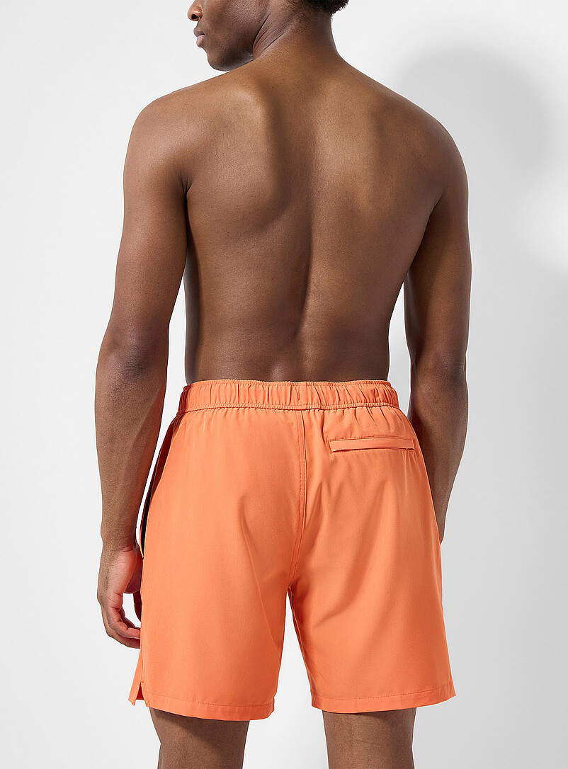 Simons Royal/Sapphire Blue Contrast-lining solid stretch swim trunk for men
