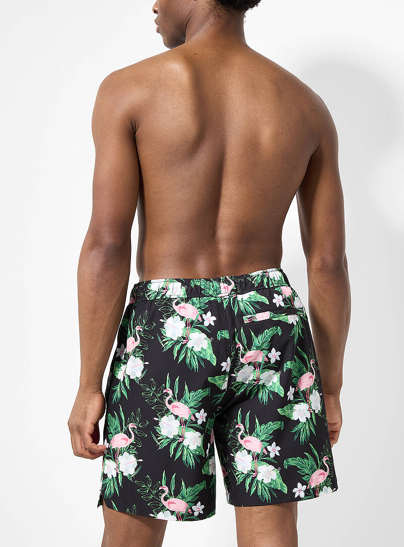 Simons: Le maillot short extensible imprim&eacute; Vert fonc&eacute; - Mousse pour homme