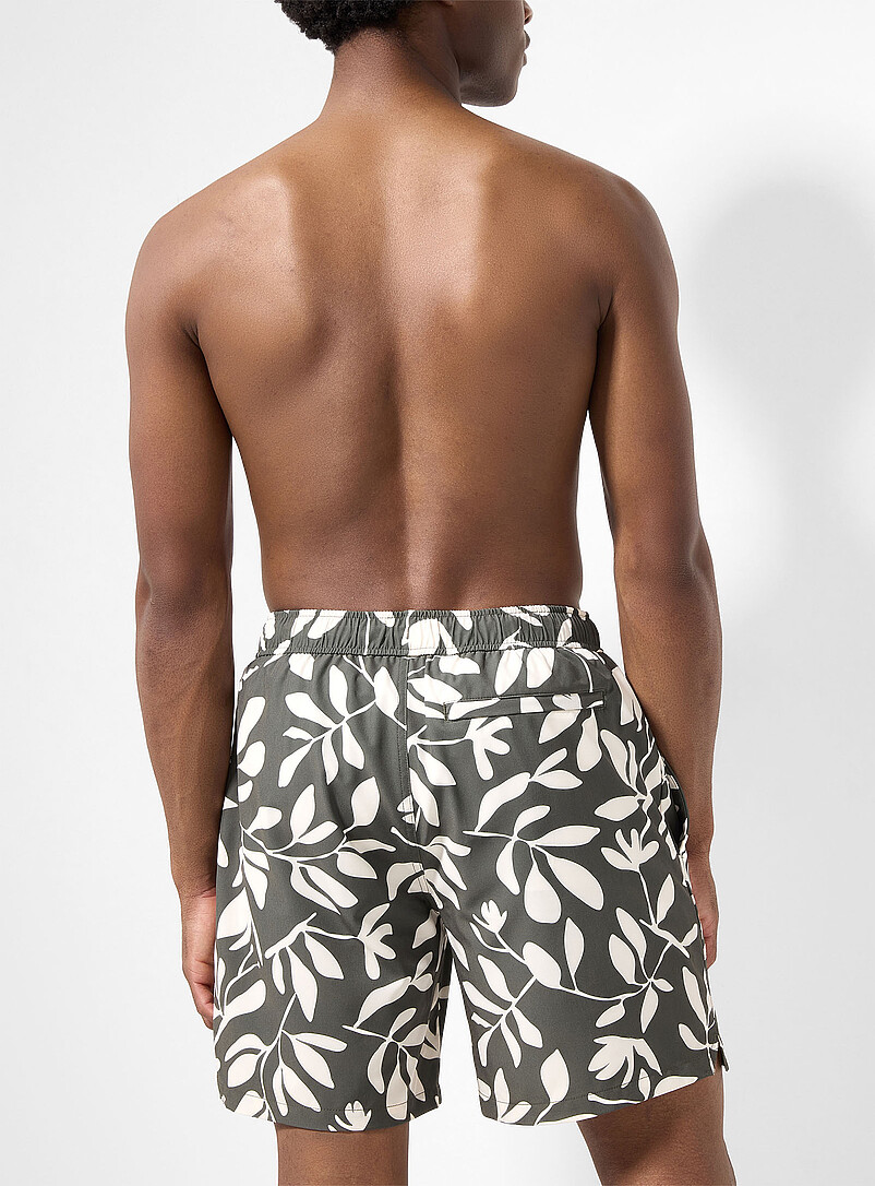 Simons Mossy Green Printed stretch swim short for men