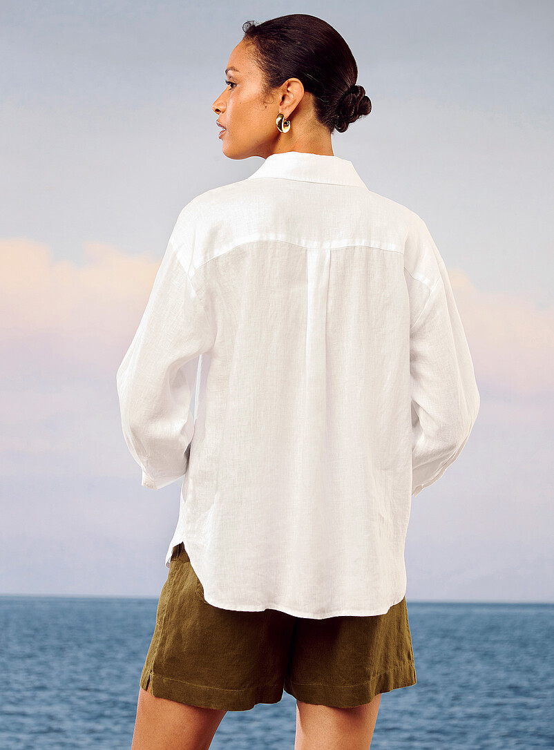 Contemporaine: La blouse pur lin col Johnny Blanc pour femme
