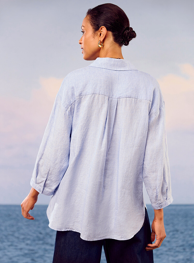 Contemporaine: La blouse pur lin col Johnny Blanc pour femme