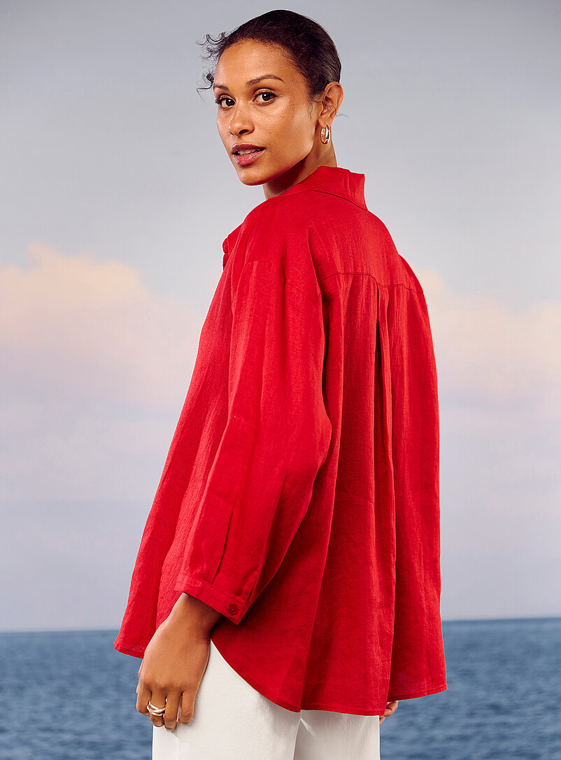 Contemporaine: La blouse pur lin col Johnny Blanc pour femme