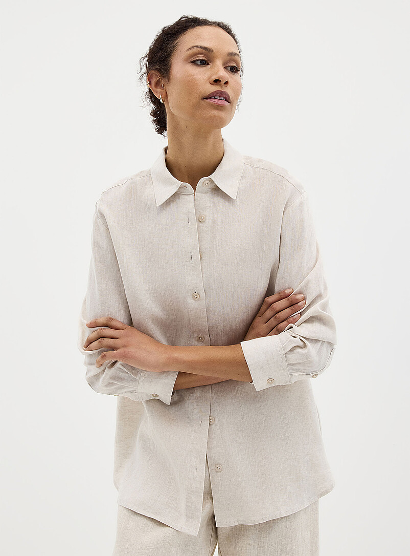 Contemporaine: La chemise ample pur lin Bleu p&acirc;le - Bleu ciel pour femme