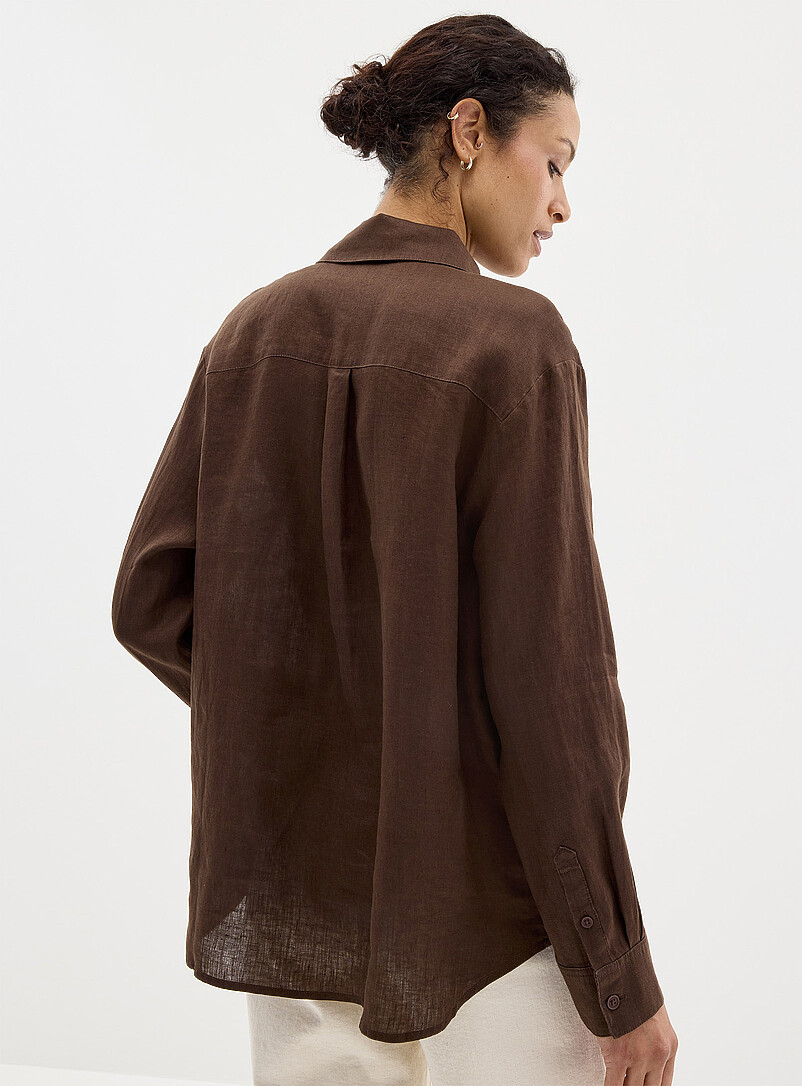 Contemporaine White Oversized pure linen shirt for women