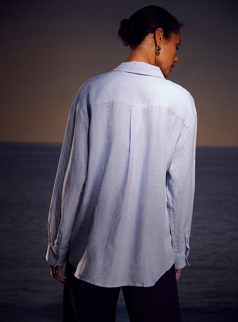Contemporaine White Oversized pure linen shirt for women
