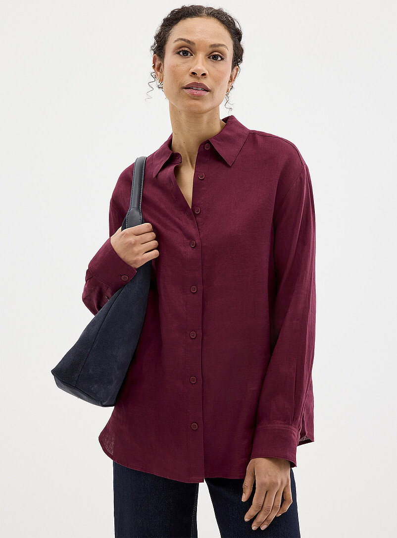Contemporaine White Oversized pure linen shirt for women