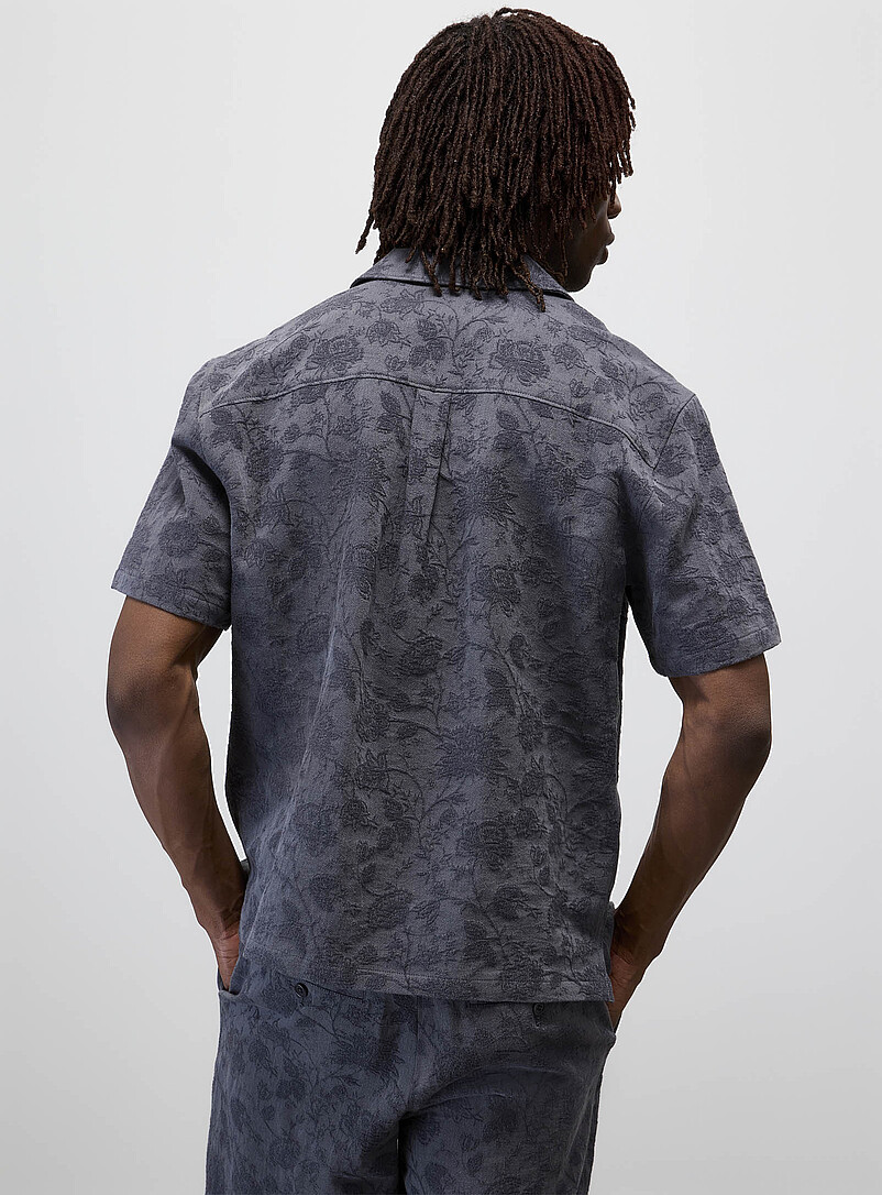 Le 31 Ecru/Linen Floral jacquard shirt <b>Comfort fit</b> for men