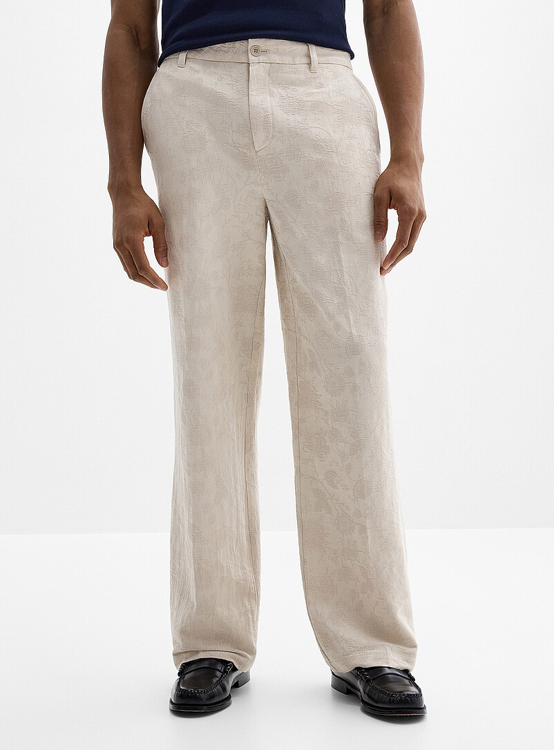 Le 31: Le pantalon jacquard floral <b>Coupe Bristol - Ample</b> Charbon  pour homme