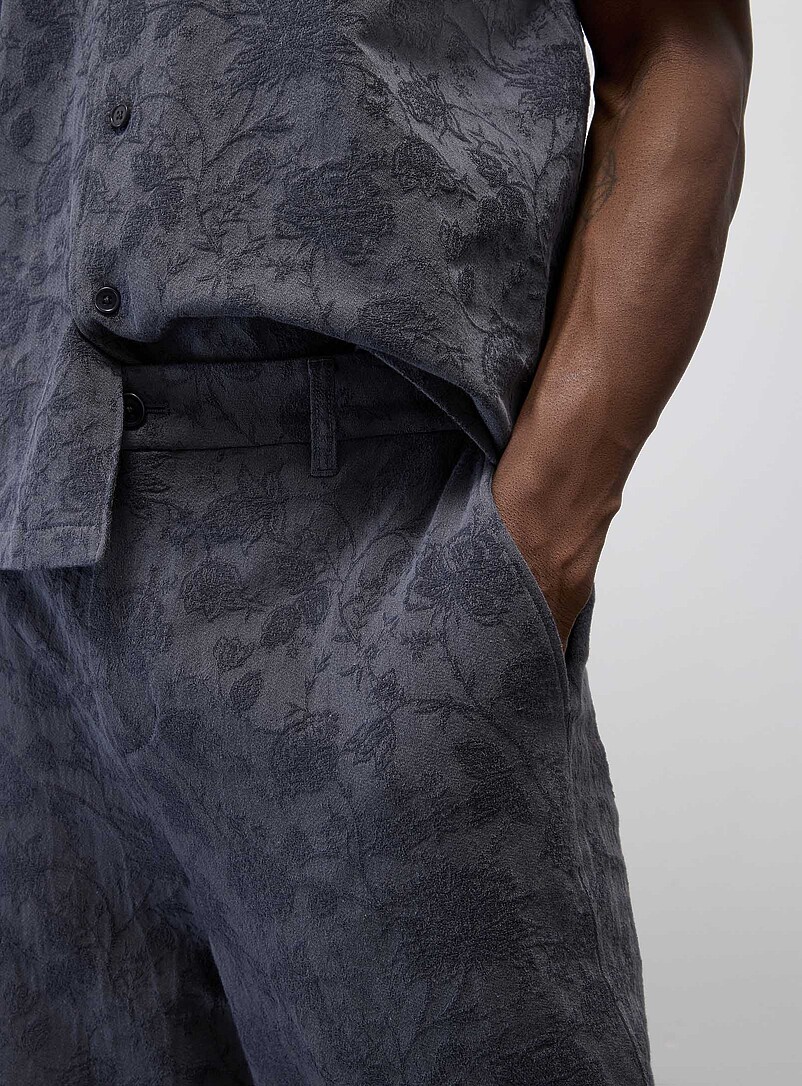 Le 31: Le pantalon jacquard floral <b>Coupe Bristol - Ample</b> Charbon  pour homme