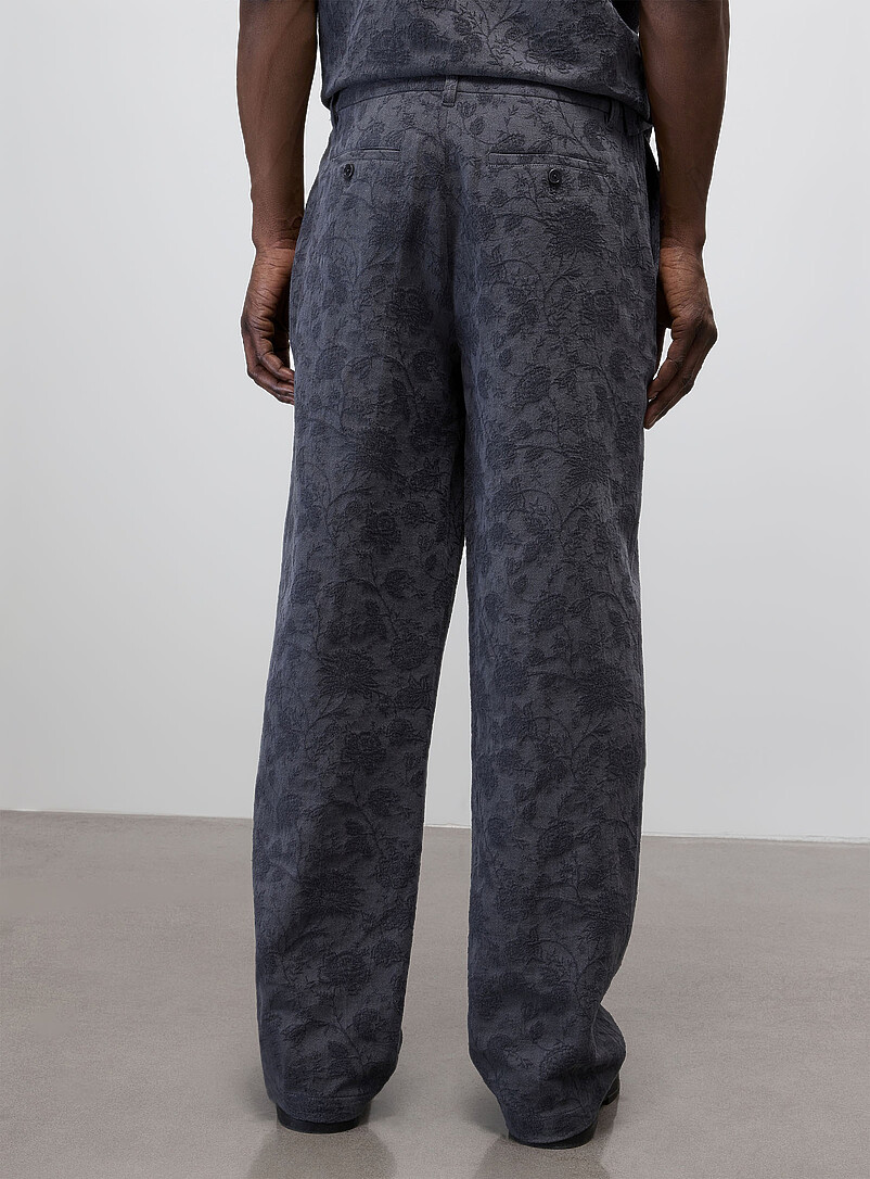 Le 31: Le pantalon jacquard floral <b>Coupe Bristol - Ample</b> Charbon  pour homme
