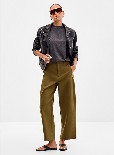Cotton-lyocell chino pant <b>Fit: Barrel leg, high rise</b>