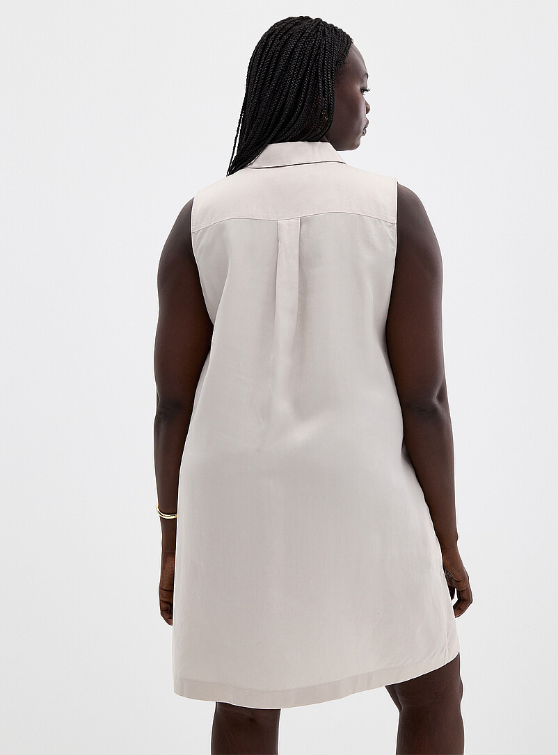 Contemporaine Slate Blue Johnny collar lyocell dress for women