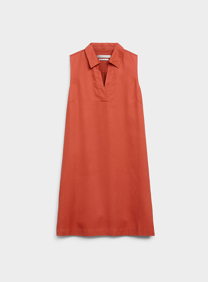 Contemporaine: La robe lyocell col Johnny Bleu moyen - Ardoise pour femme