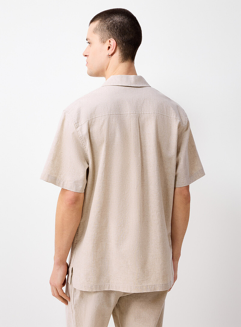 Le 31 Sand Lightweight solid linen shirt for men