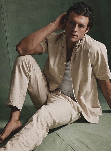 Solid lightweight linen pyjama pant