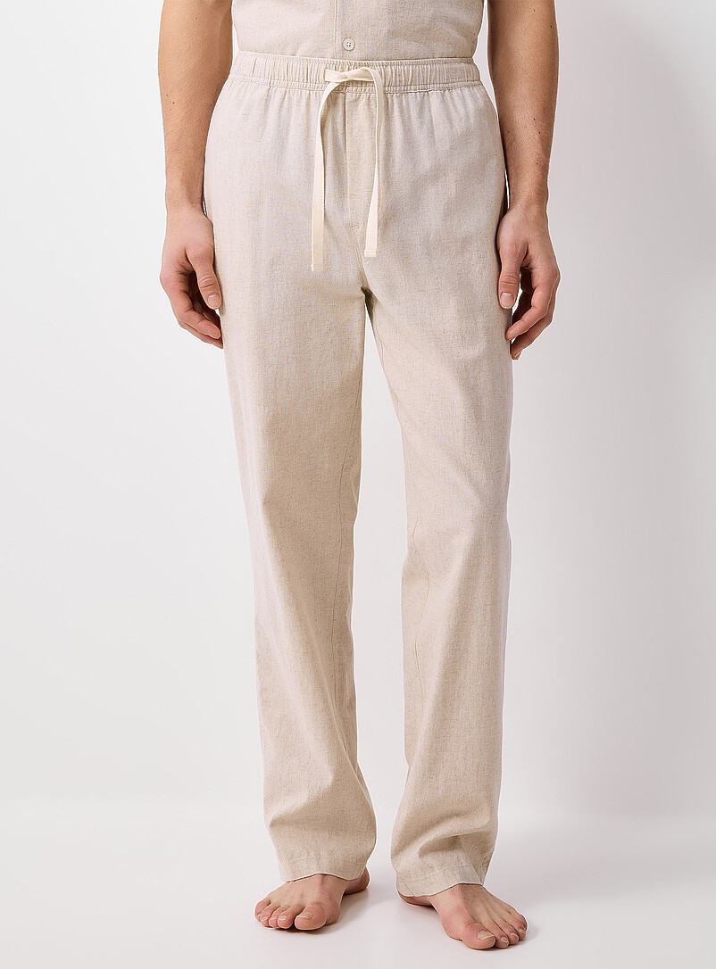 Le 31 Sand Solid lightweight linen pyjama pant for men