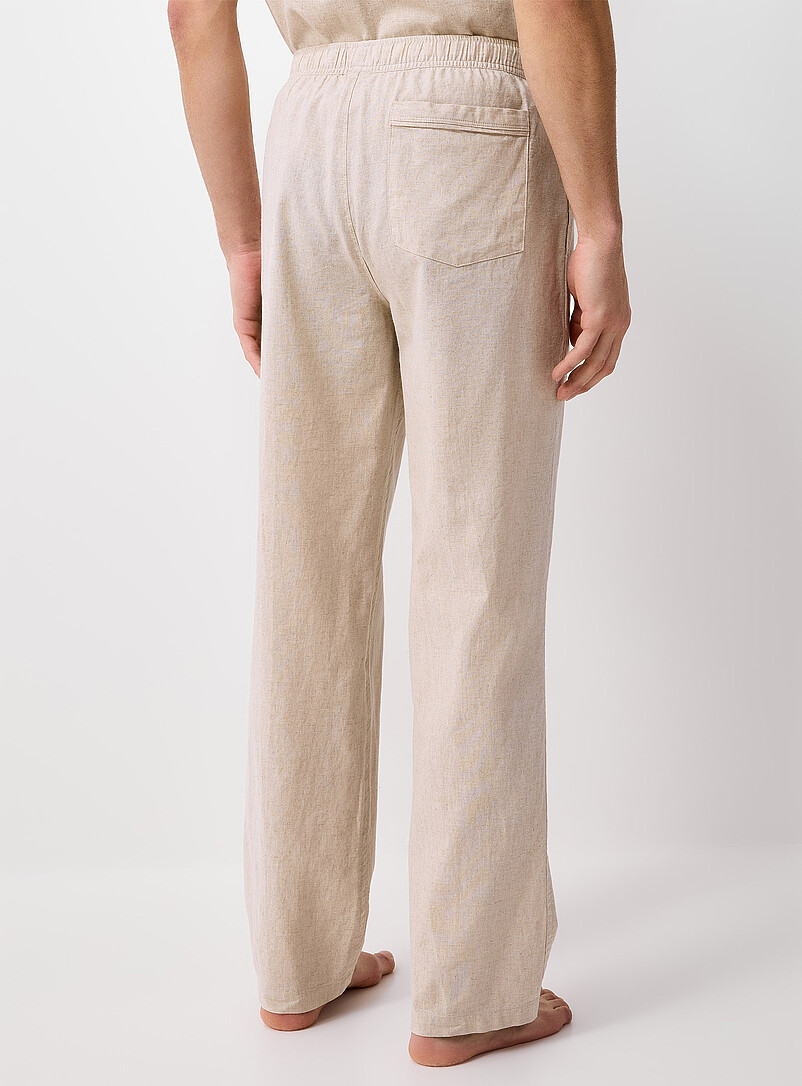 Le 31 Sand Solid lightweight linen pyjama pant for men