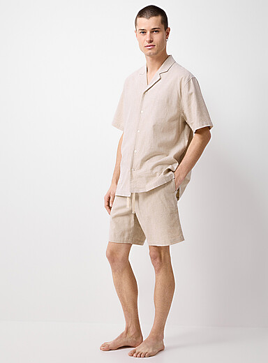 Solid lightweight linen pyjama short