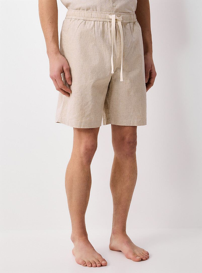 Le 31: Le short pyjama lin l&eacute;ger uni Sable pour homme