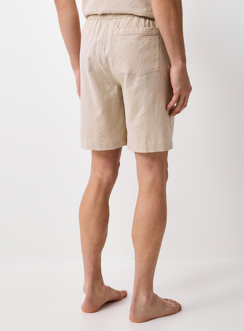 Le 31: Le short pyjama lin l&eacute;ger uni Sable pour homme