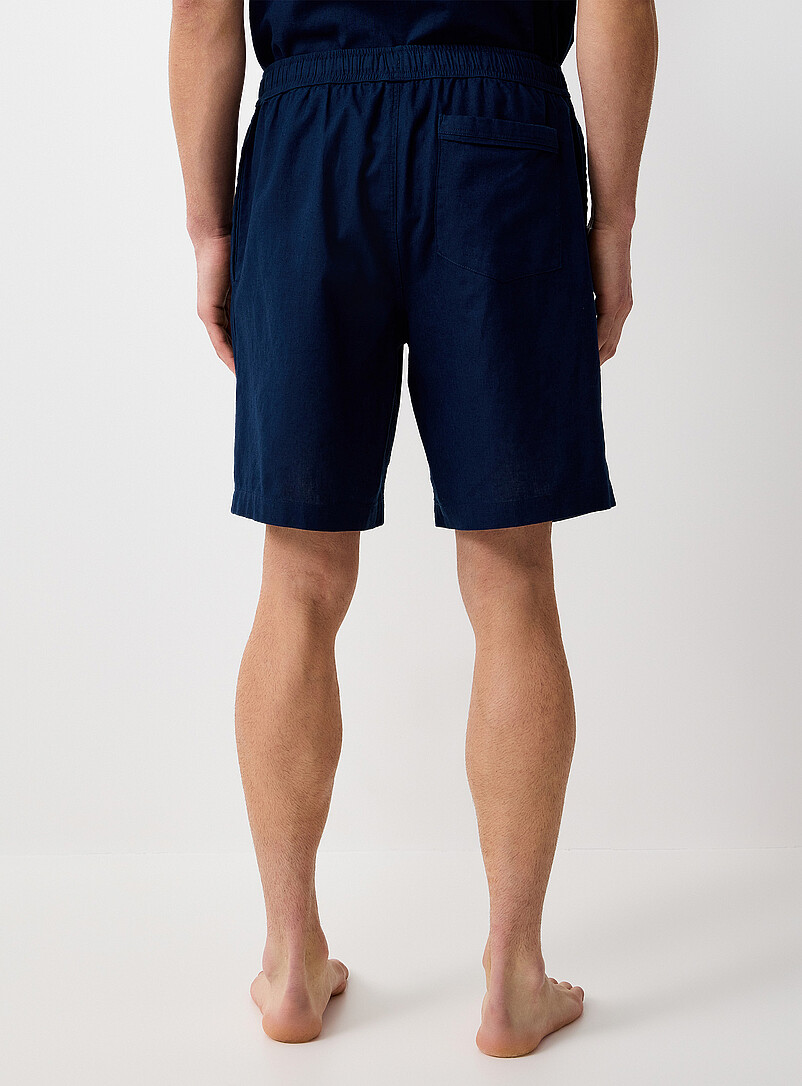 Le 31 Sand Solid lightweight linen pyjama short for men