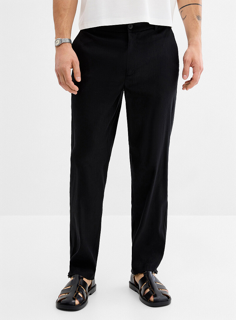 Le 31 Black Stretch linen pant <b>Amsterdam fit - Relaxed & tapered</b> for men