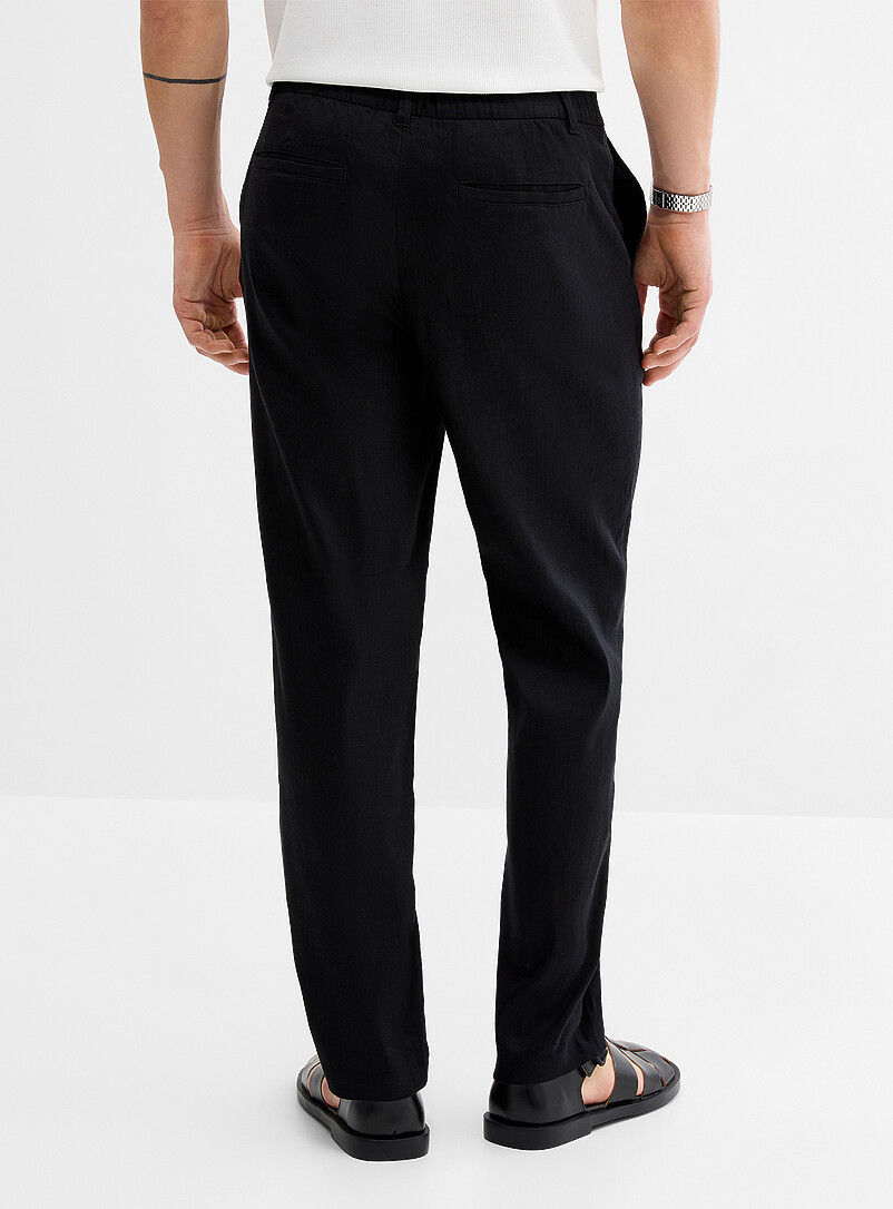 Le 31: Le pantalon lin extensible <b>Coupe Amsterdam - Fusel&eacute;e relaxe</b> Noir pour homme