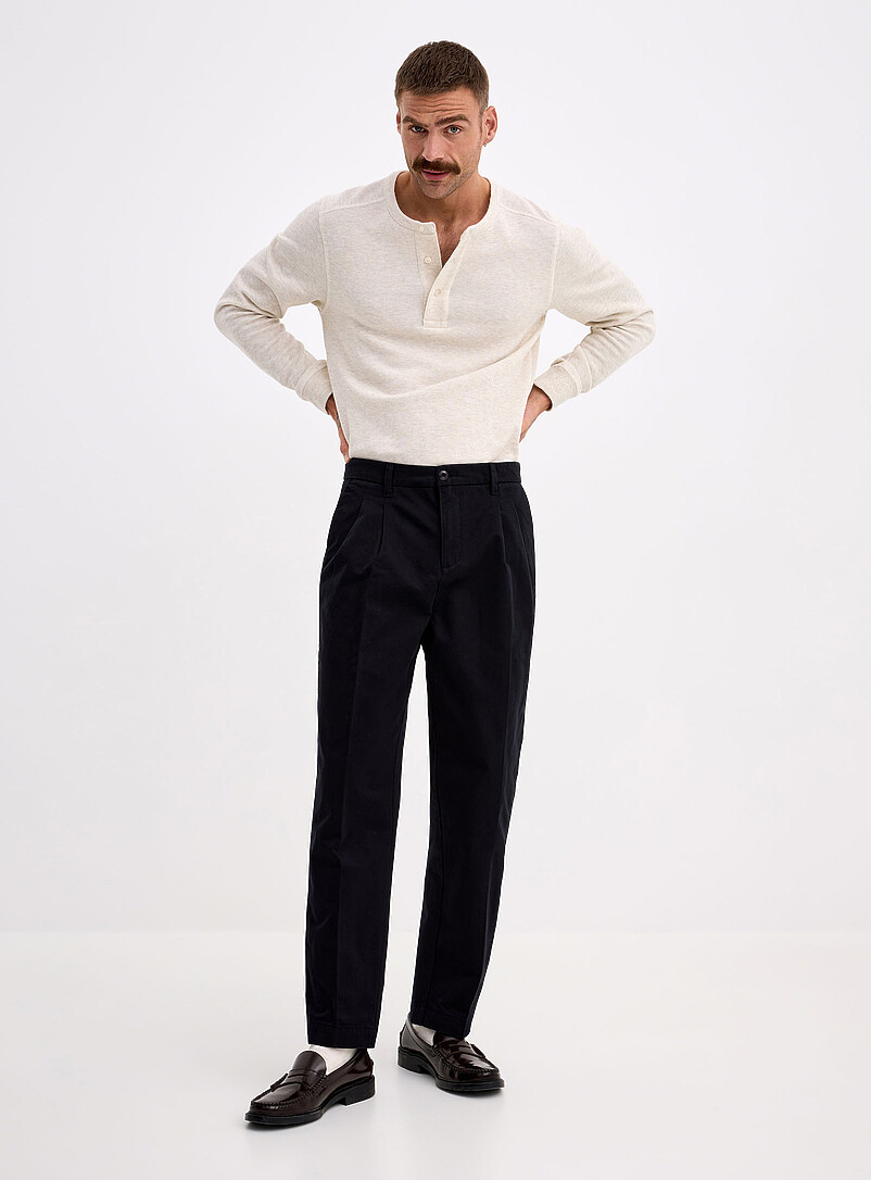 Le 31: Le chino &agrave; plis <b>Coupe Reykjavik - Fusel&eacute;e &agrave; plis</b> Ivoire pour homme