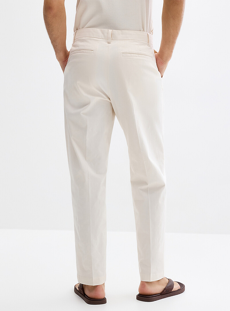 Le 31 Ivory Pleated chinos <b>Reykjavik fit - Tapered with pleats</b> for men