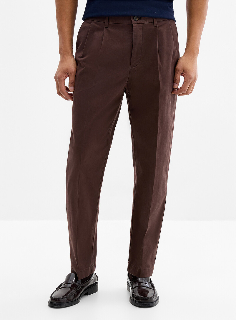 Le 31: Le chino &agrave; plis <b>Coupe Reykjavik - Fusel&eacute;e &agrave; plis</b> Ivoire pour homme