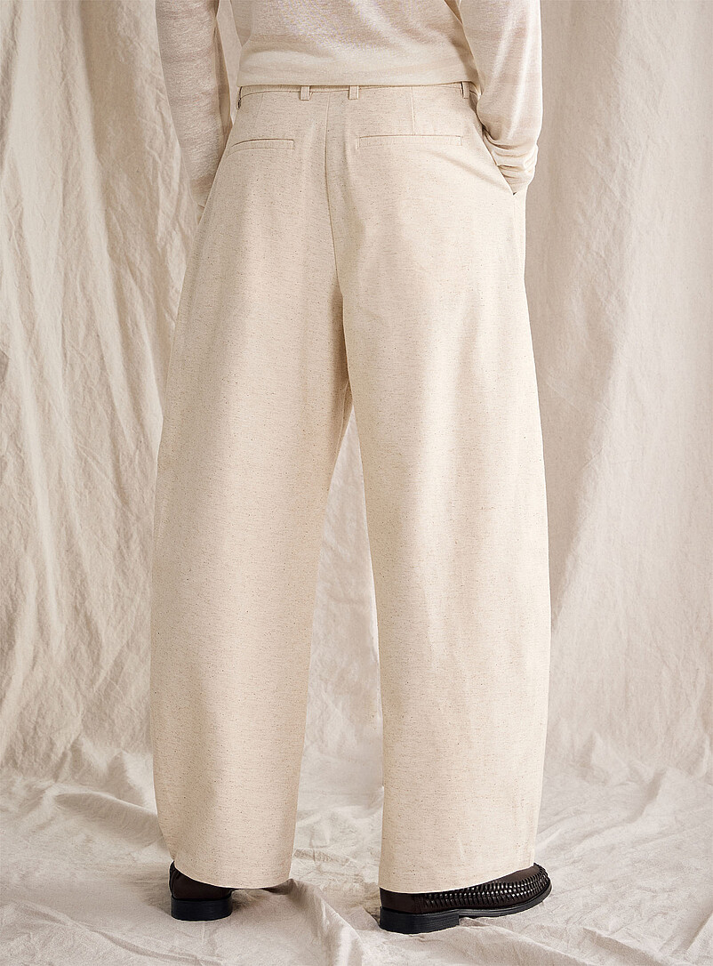 Le 31 Ecru/Linen Flecked beige pleated pant Loose fit <b>Le 31 Studio capsule</b> for men