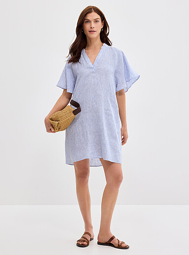 La robe ample fines rayures pur lin