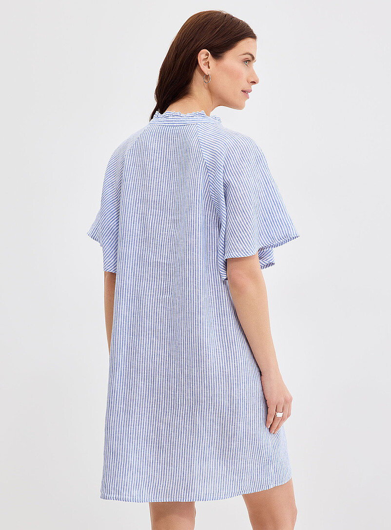 knee length dresses for ladies Pink Linen Dress with Belt