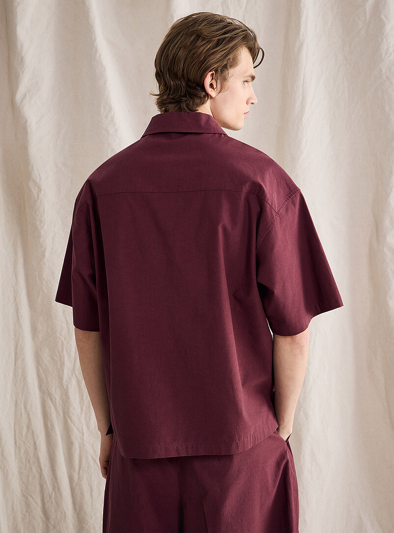 Le 31: La chemise col en pointes zipp&eacute; <b>Capsule Le 31 Studio</b> Bourgogne pour homme