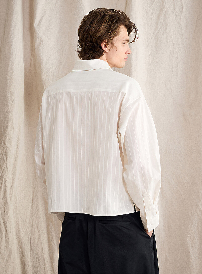 Le 31: La chemise rayures ton sur ton <b>Capsule Le 31 Studio</b> Blanc pour homme