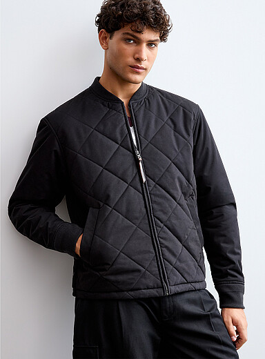 Le 31: Le bomber matelass&eacute; losanges Noir pour homme