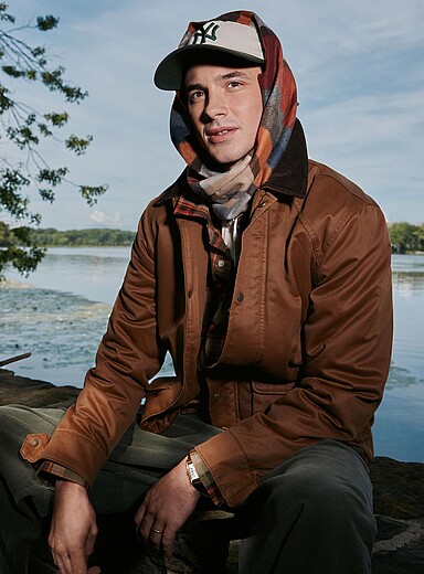 Le 31 Hazelnut Waxed-look cotton heritage jacket for men