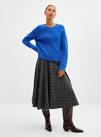 Soft check circle skirt