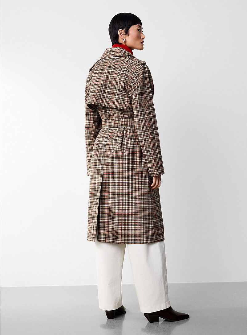 Fall colours checked trench coat | Simons | Women's Trenches Fall