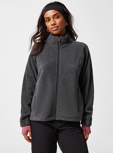 Stand-collar polar fleece zip-up jacket
