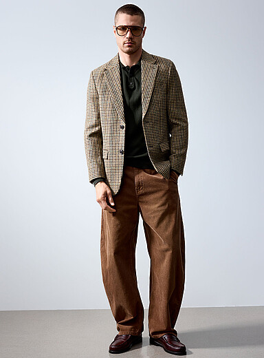 Le 31: Le pantalon velours c&ocirc;tel&eacute; d&eacute;lav&eacute; <b>Coupe Madrid - Ballon</b> Brun clair pour homme